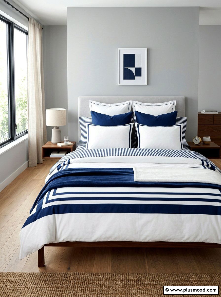 Blue white bedding - 25 summer bedroom refresh ideas