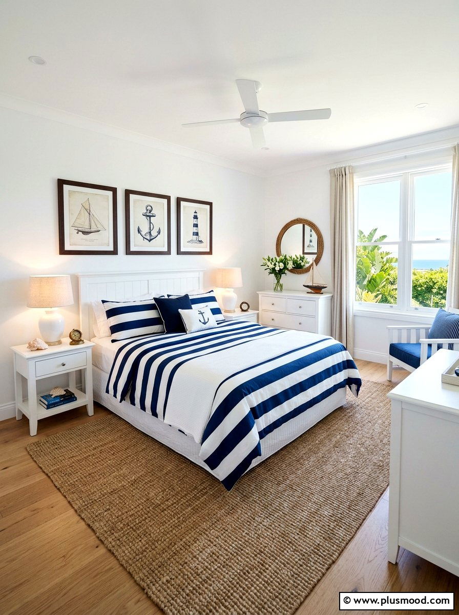 Blue white bedroom - 25 simple summer decorating ideas