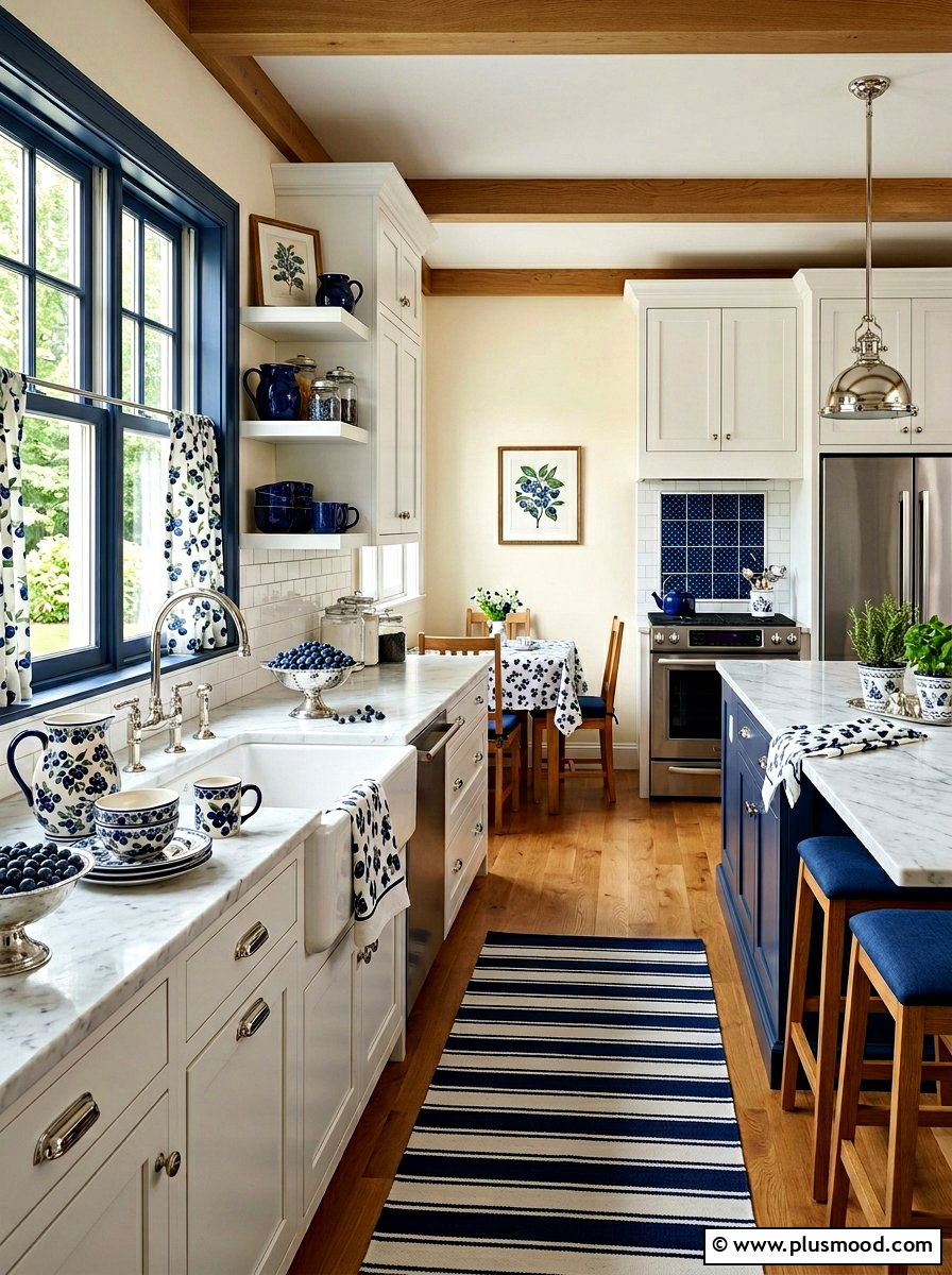 Blueberry cozy kitchen - 25 summer fruit themed kitchen decor ideas