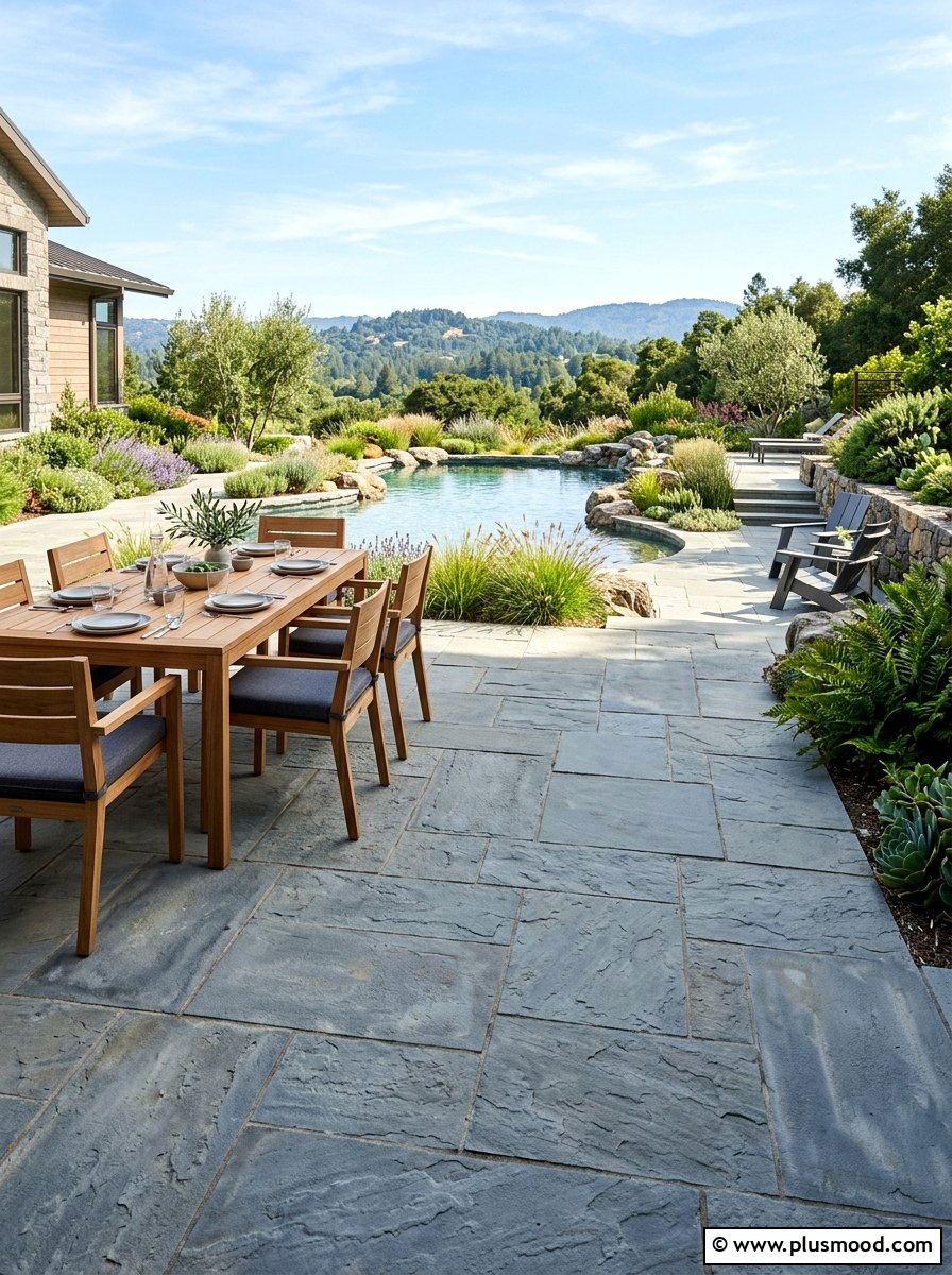 Bluestone Patio - 25 pool landscaping ideas for natural pools