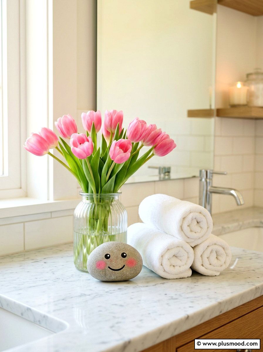 Blushing Face Emoji Rock - 25 painted rock ideas with emoji faces