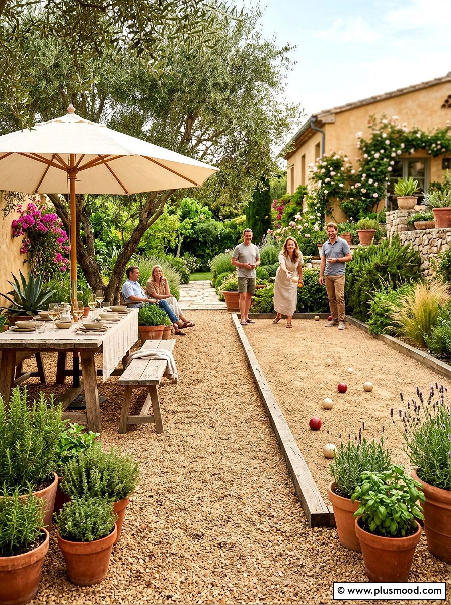 Bocce court with gravel patio