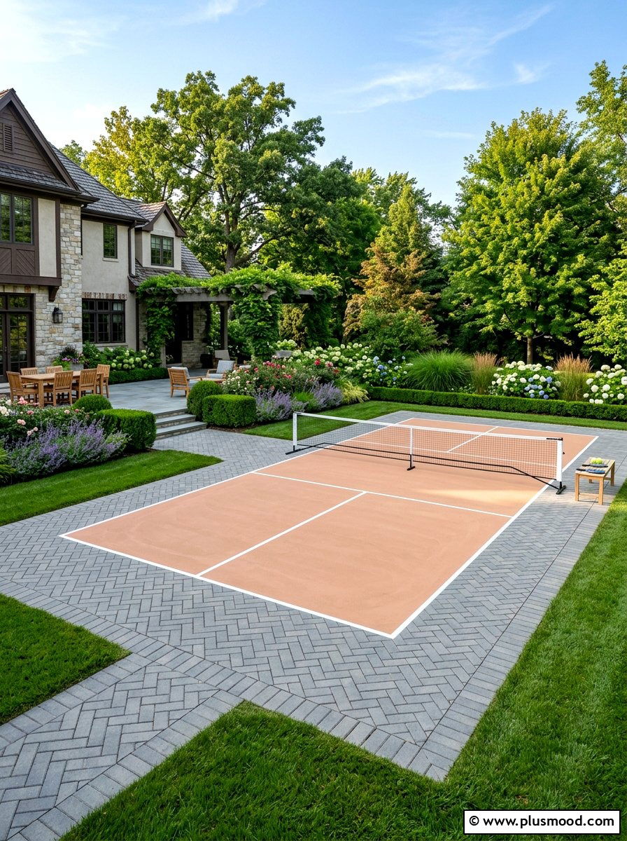 Bocce court with paver stones - 25 small backyard ideas with bocce court