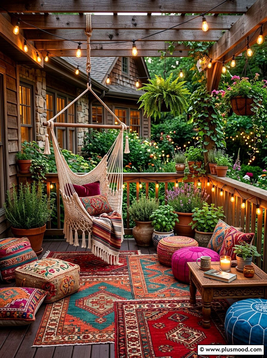 Bohemian Back Porch - 25 cozy summer porch ideas