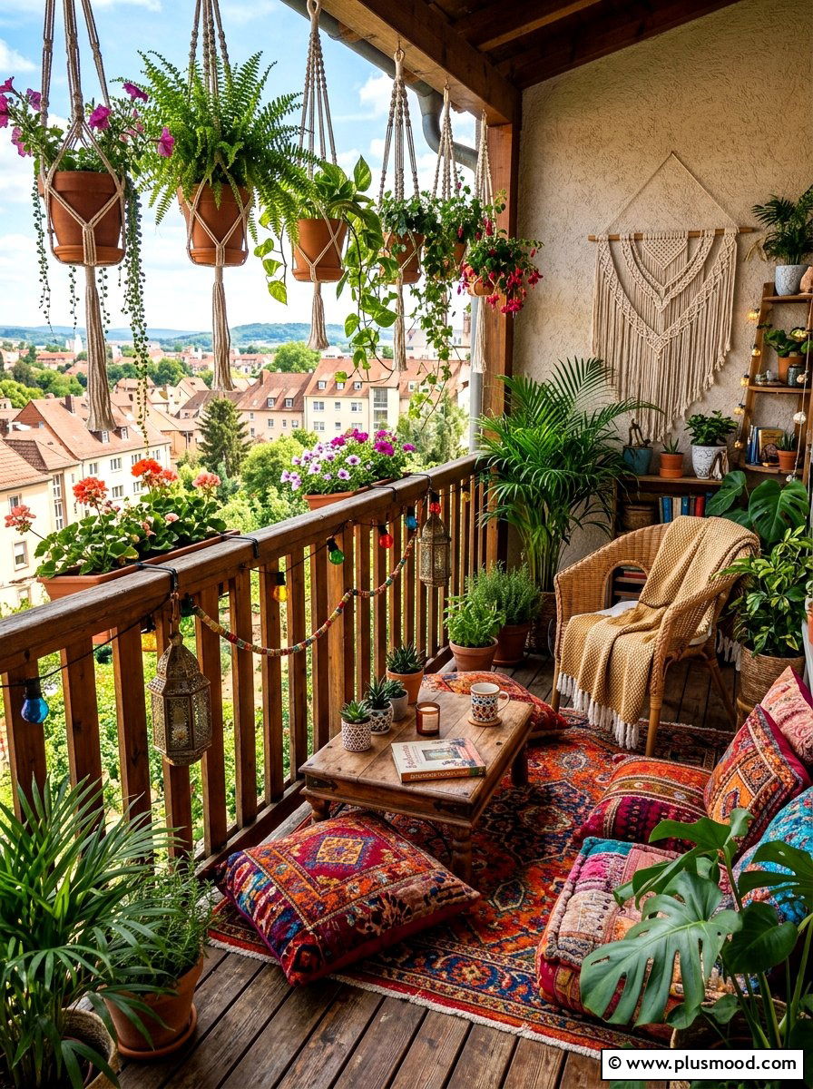 Bohemian Balcony Garden - 25 summer decorating ideas for home
