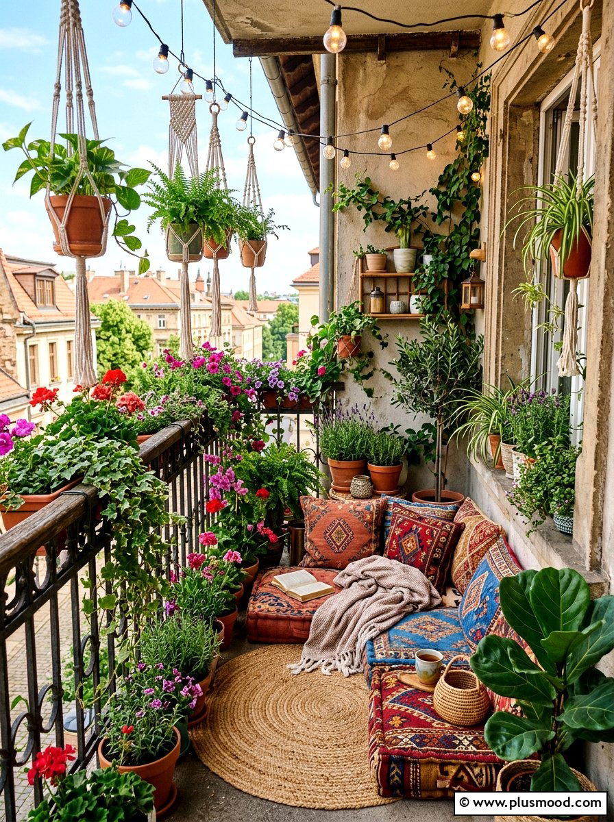 Bohemian Balcony Space - 25 simple summer home decor ideas