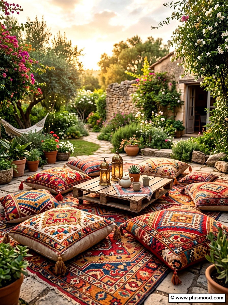 Bohemian Floor Cushions - 25 summer backyard refresh ideas