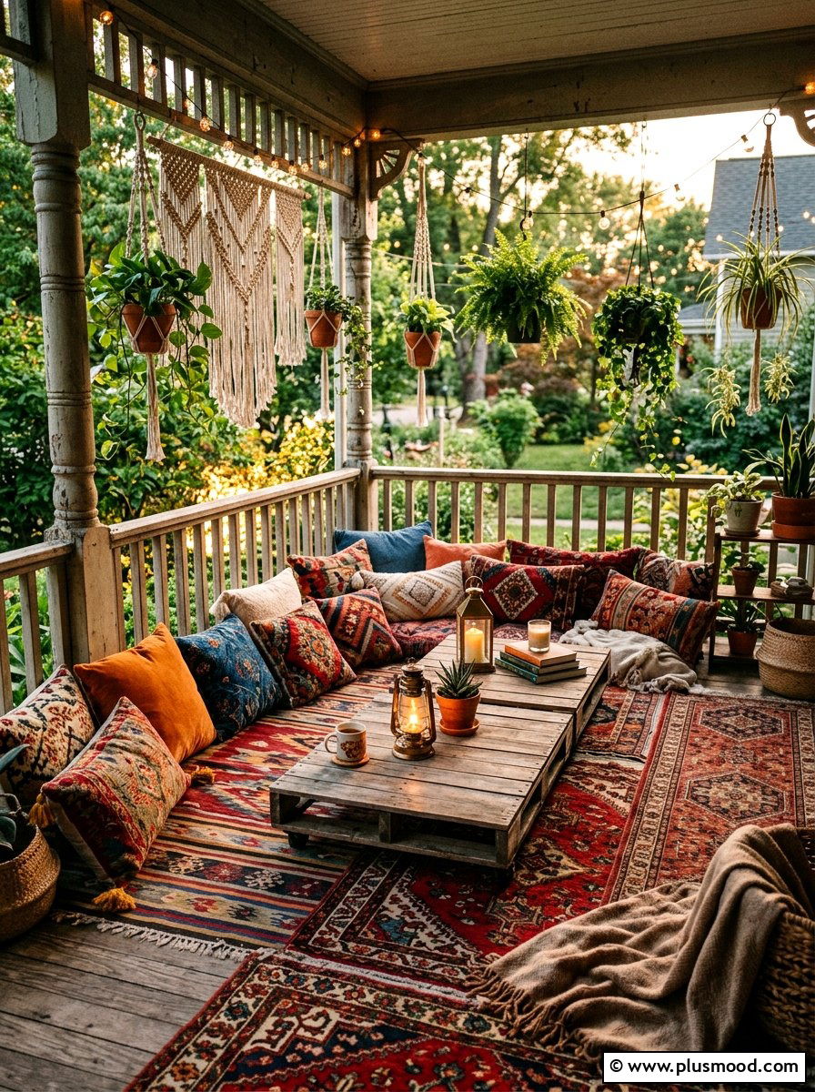 Bohemian Floor Seating - 25 summer porch party ideas