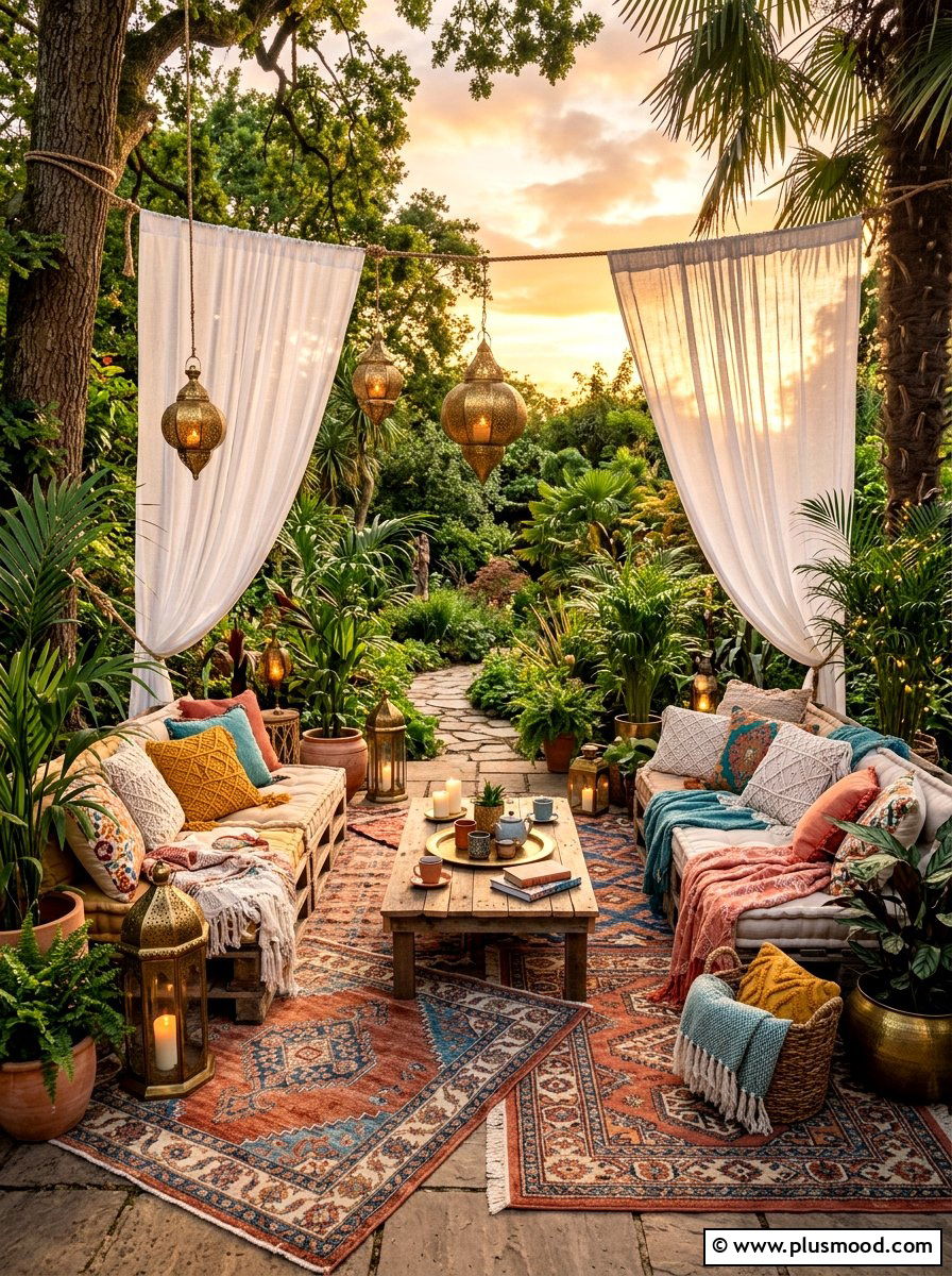 Bohemian Garden Lounge - 25 summer backyard hosting ideas