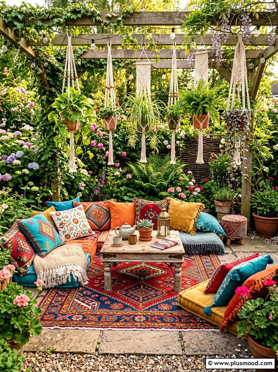 Bohemian Garden Seating - 25 last days of summer decor ideas