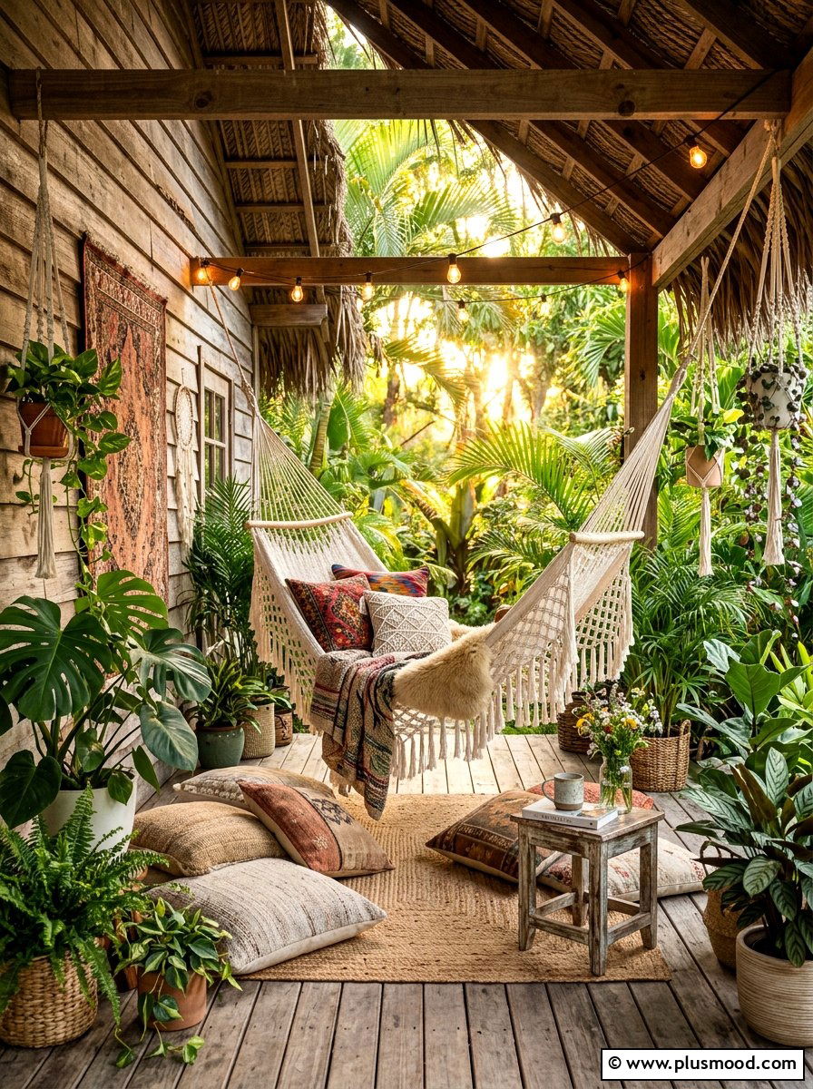Bohemian Hammock Porch - 25 summer front porch ideas