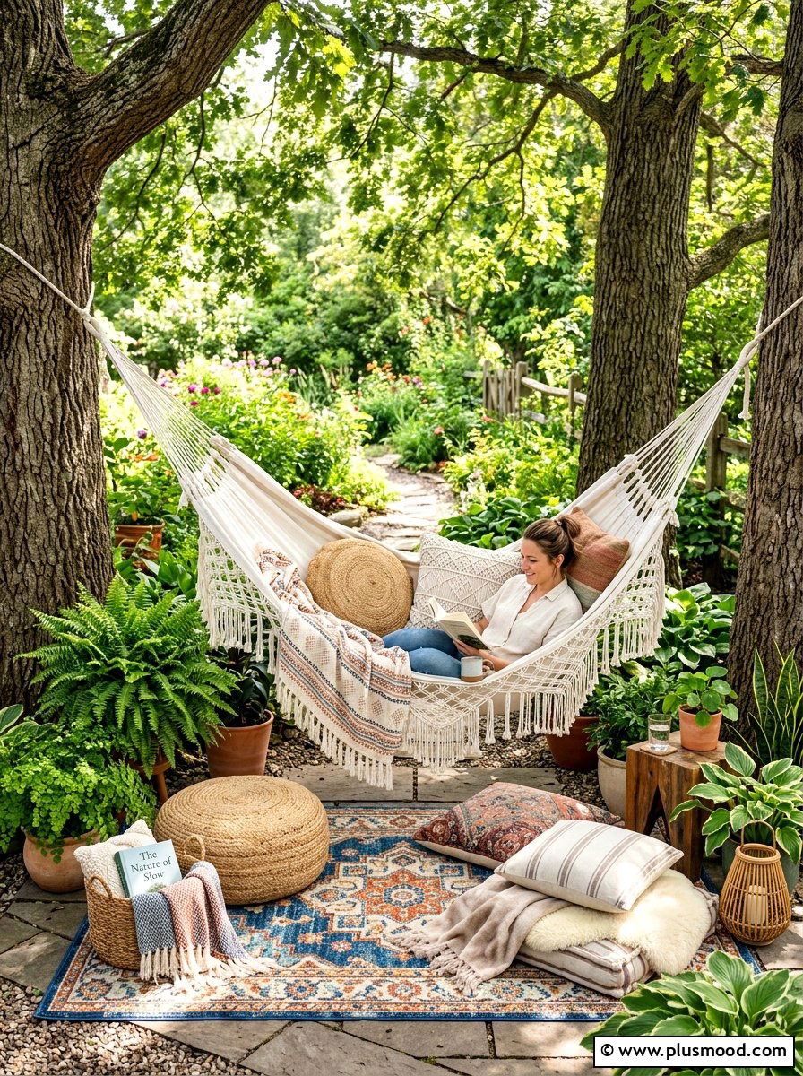 Bohemian Hammock Relaxation Nook - 25 best summer garden ideas