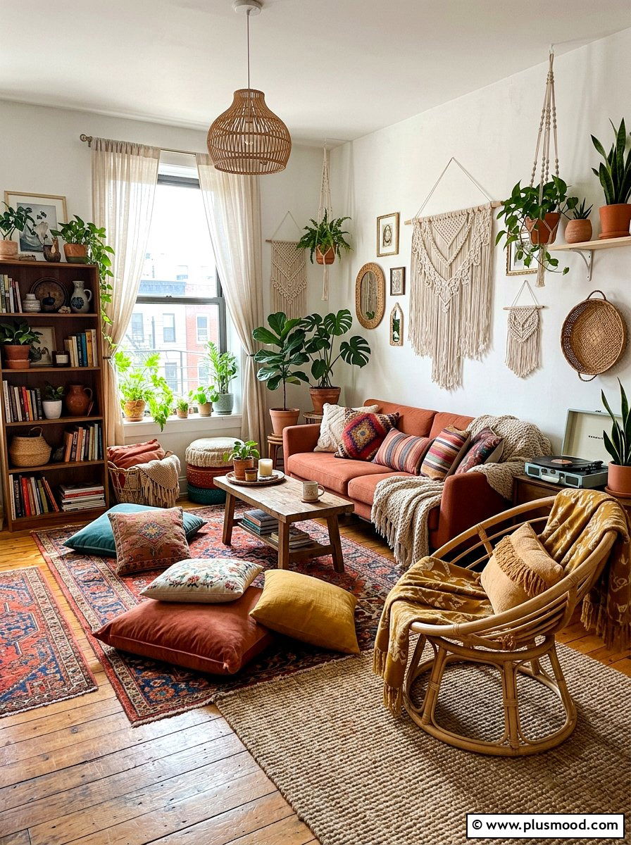 Bohemian Living Room - 25 summer decor ideas for small apartments living room