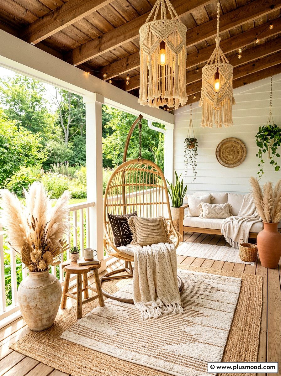 Bohemian Macrame Porch Lighting - 25 summer porch lighting ideas