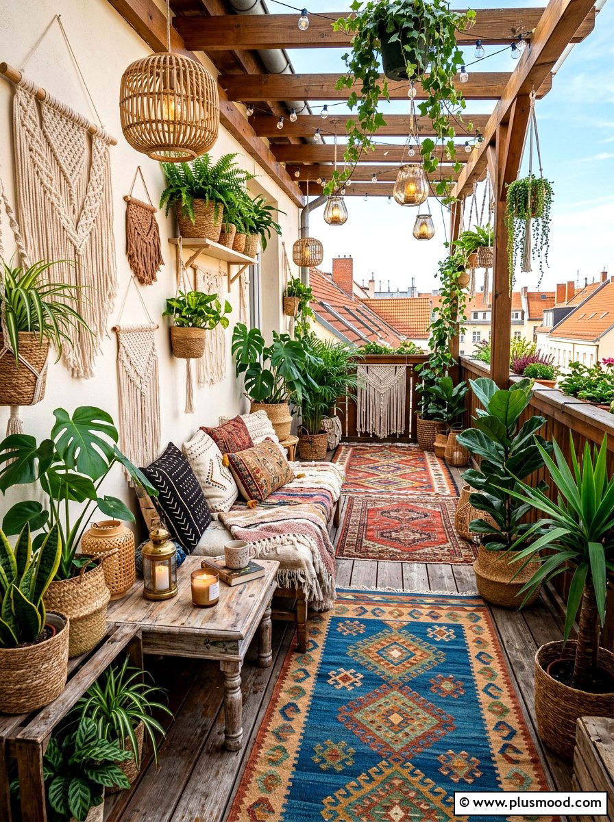 Bohemian Style Decor - 25 summer narrow patio ideas