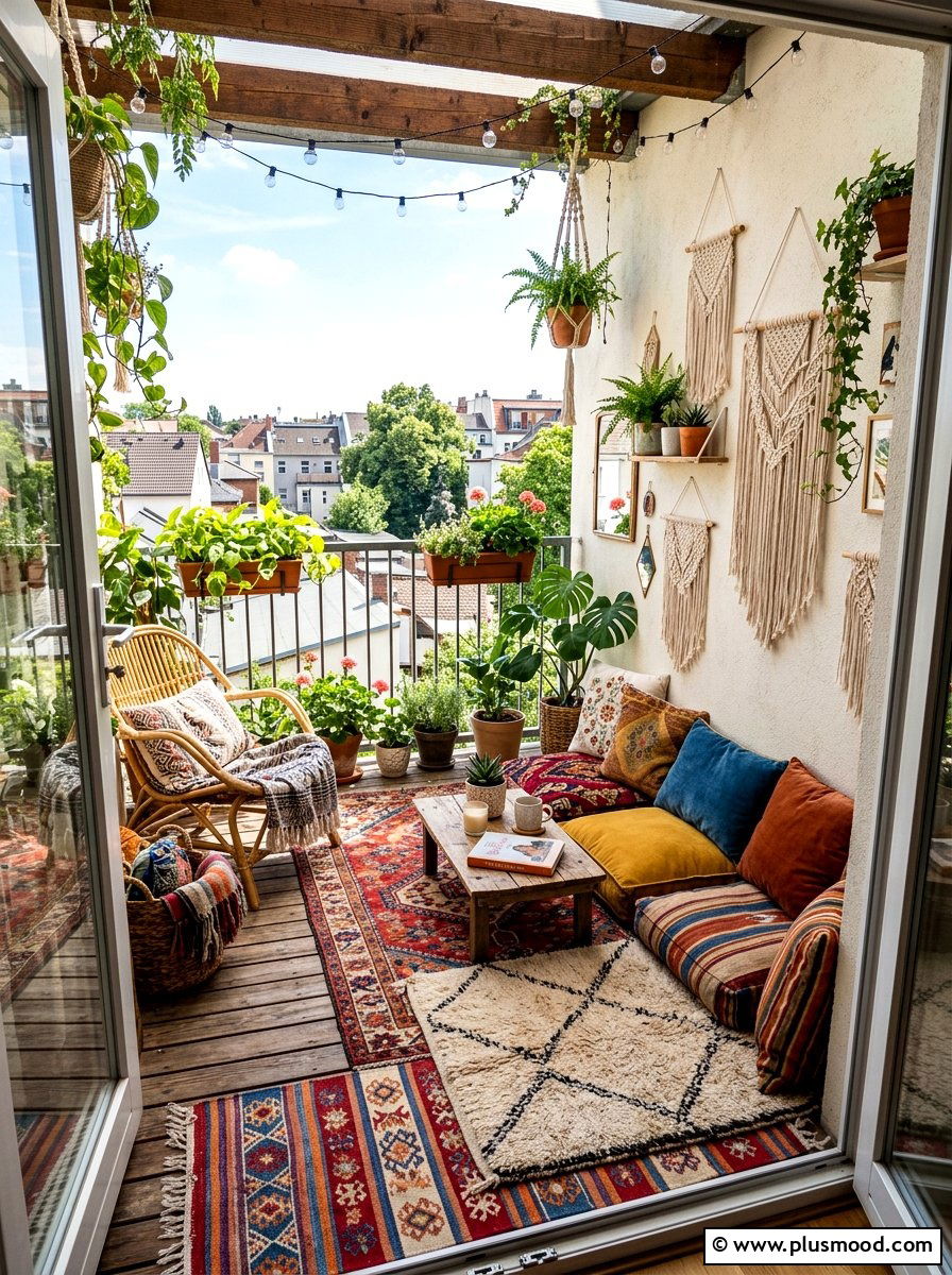 Bohemian Style Patio - 25 small backyard ideas for apartments
