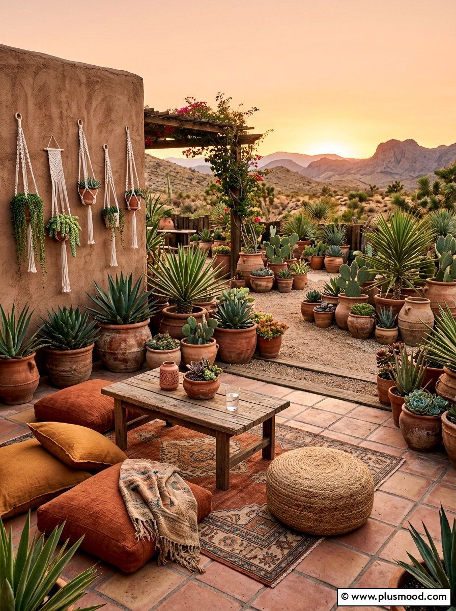 Bohemian Terracotta Garden - 25 small backyard ideas with color scheme