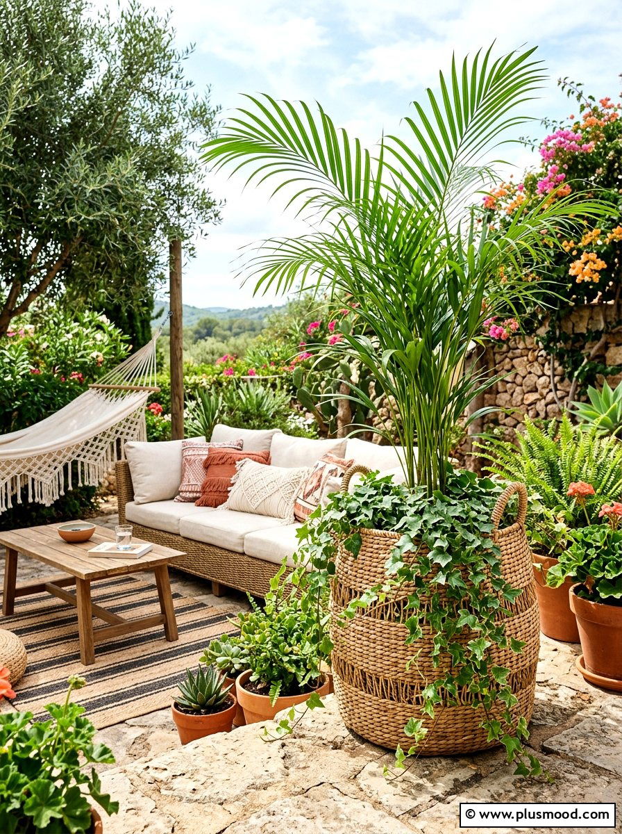 Bohemian Woven Planter - 25 summer large planter ideas