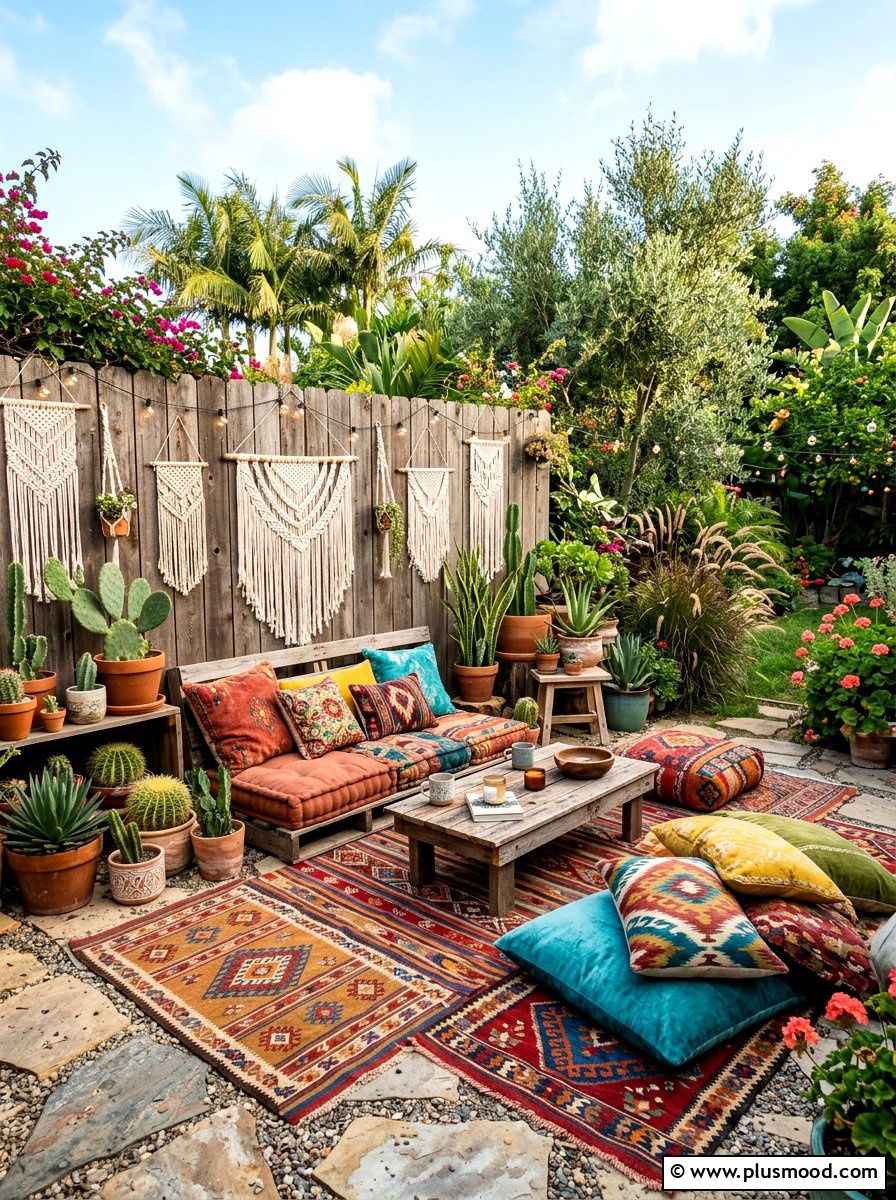 Bohemian backyard setup - 25 late summer decor ideas