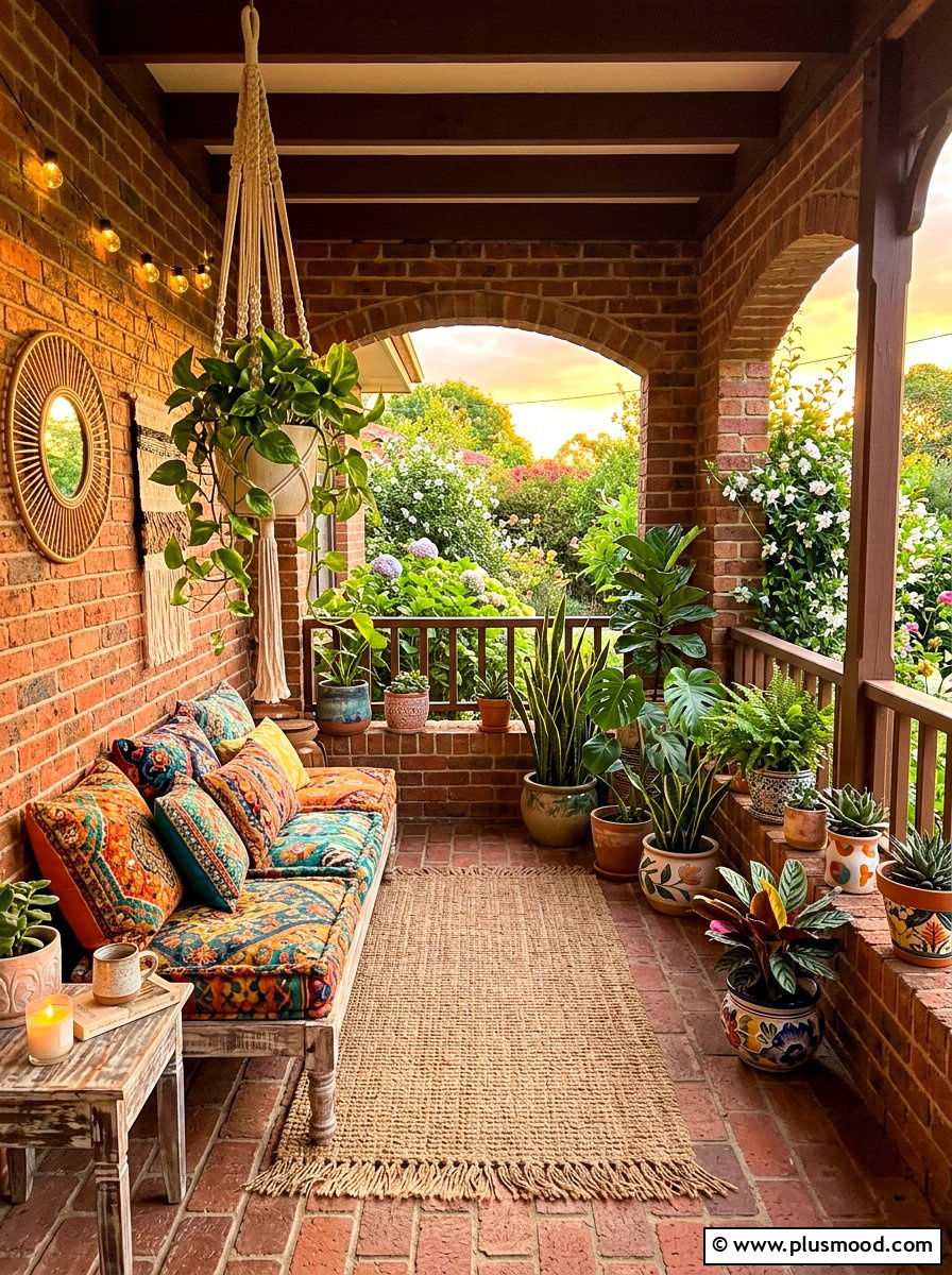 Bohemian decor for brick porch - 25 summer front porch decor ideas for brick house