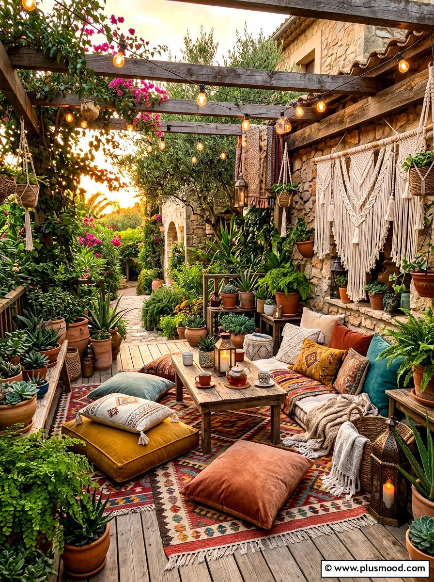 Bohemian garden terrace - 25 simple summer decorating ideas