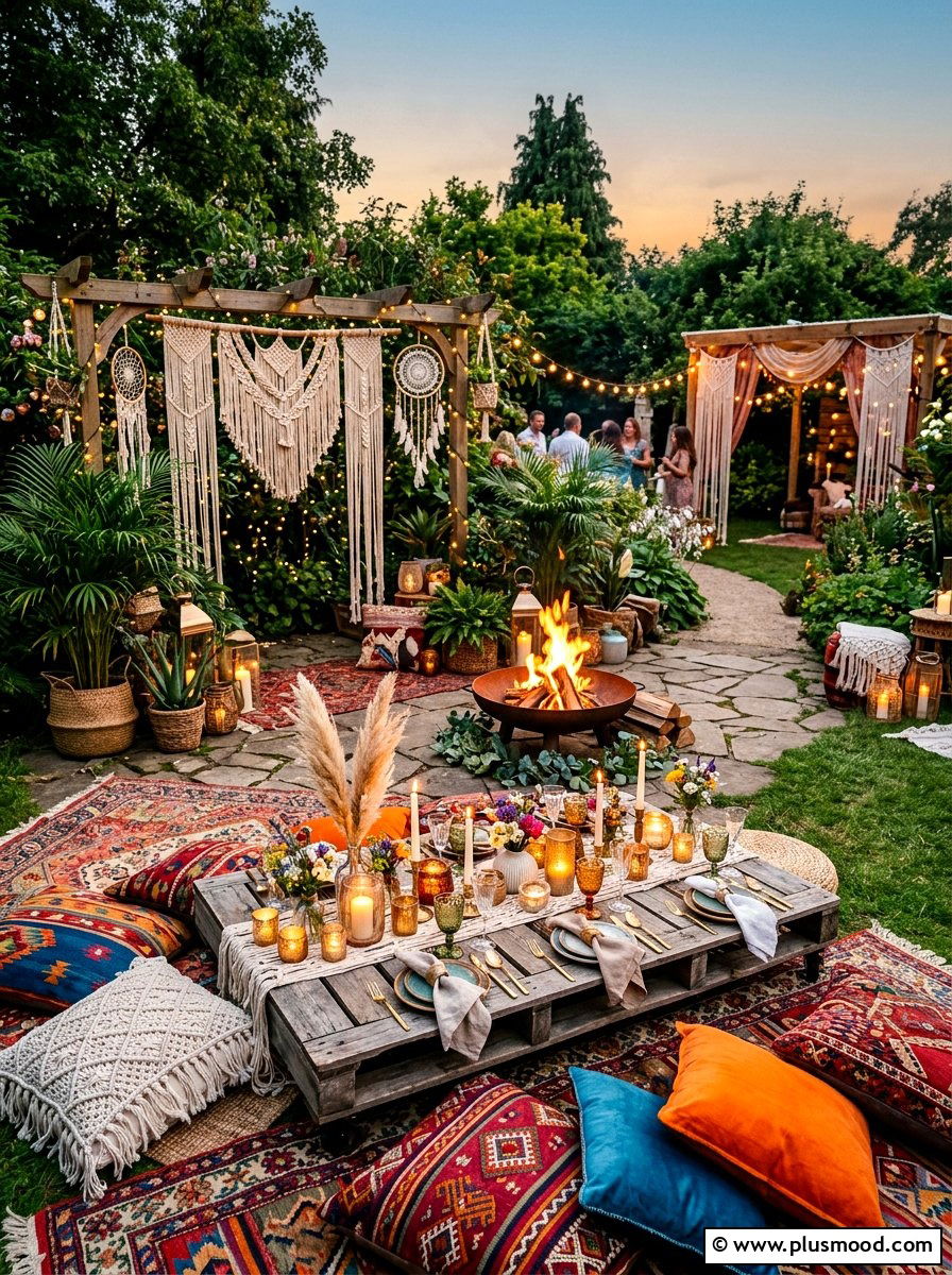 Bohemian party theme - 25 summer bonfire party ideas