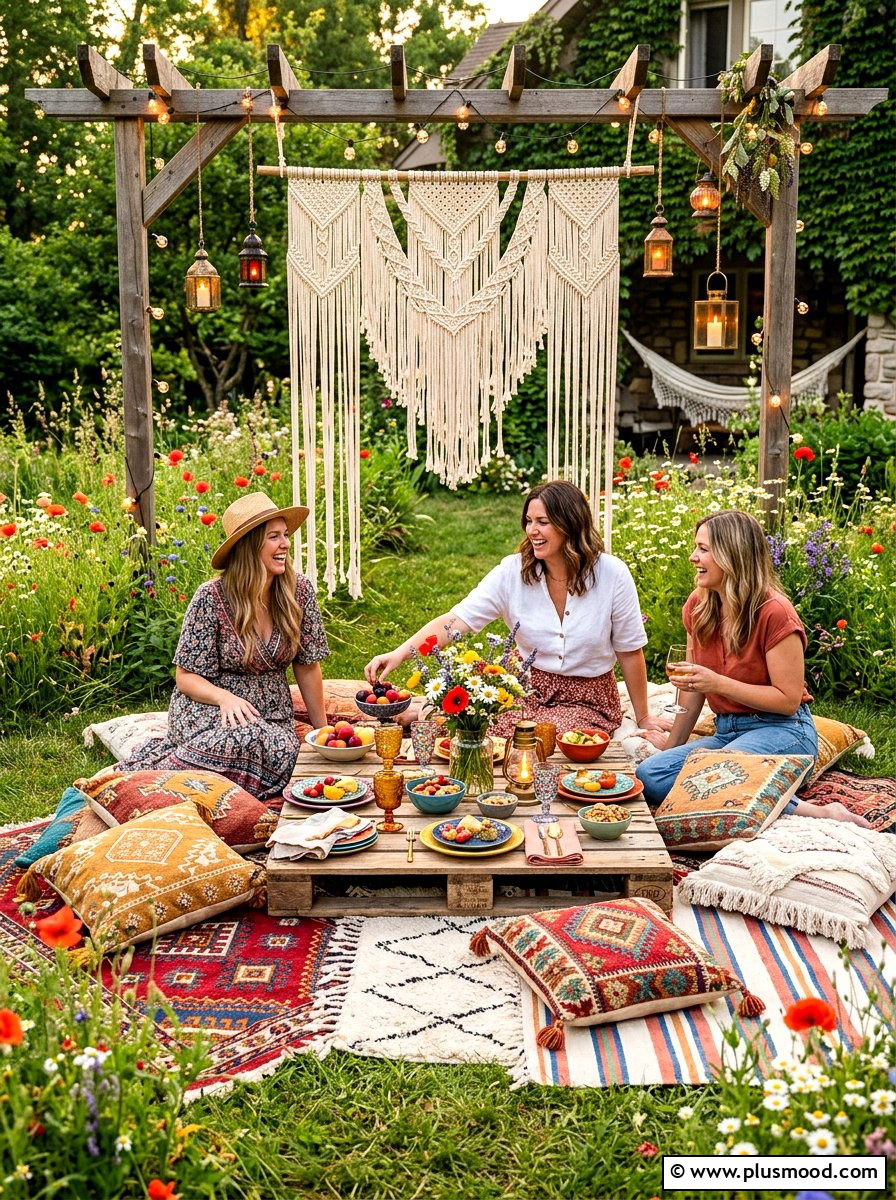 Boho Backyard Picnic - 25 summer backyard entertaining ideas