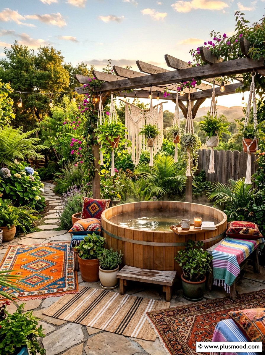 Boho Backyard Spa - 25 summer backyard spa ideas
