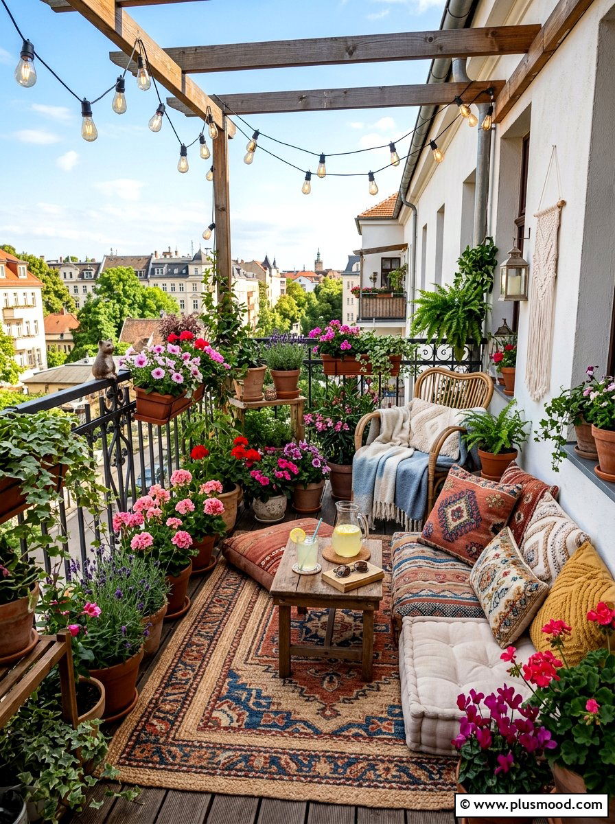 Boho Balcony Retreat - 25 summer boho home decor ideas
