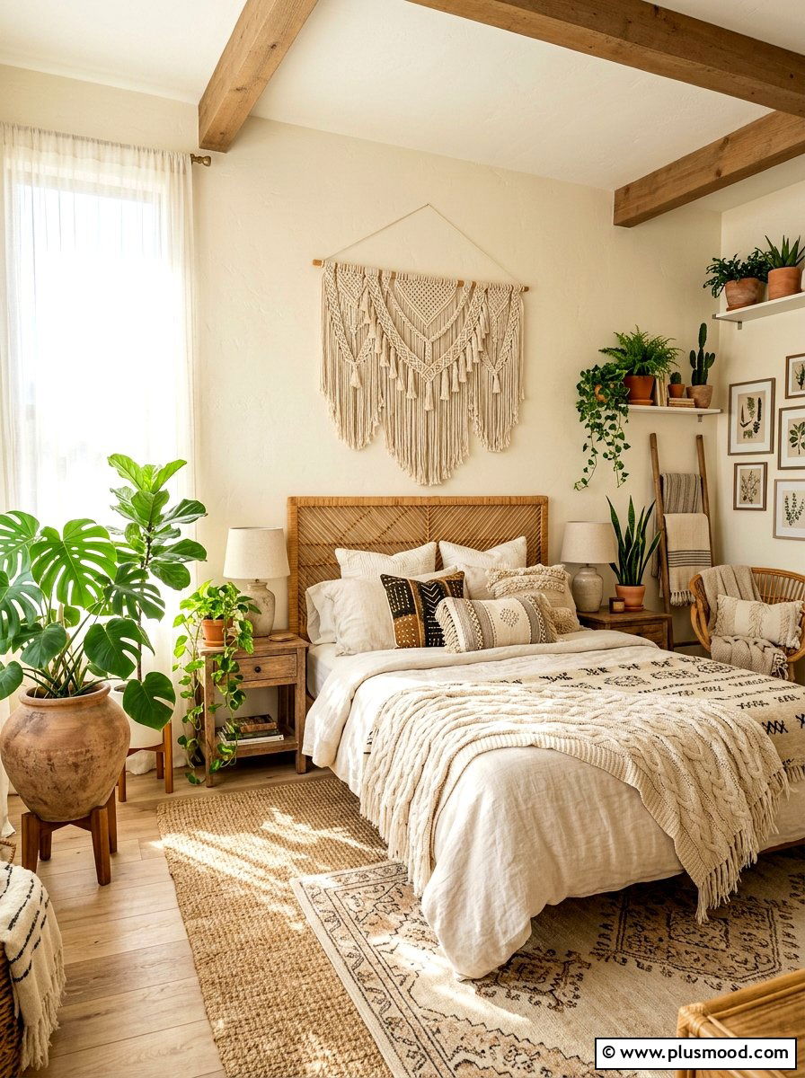 Boho Chic Bedroom - 25 neutral summer bedroom ideas