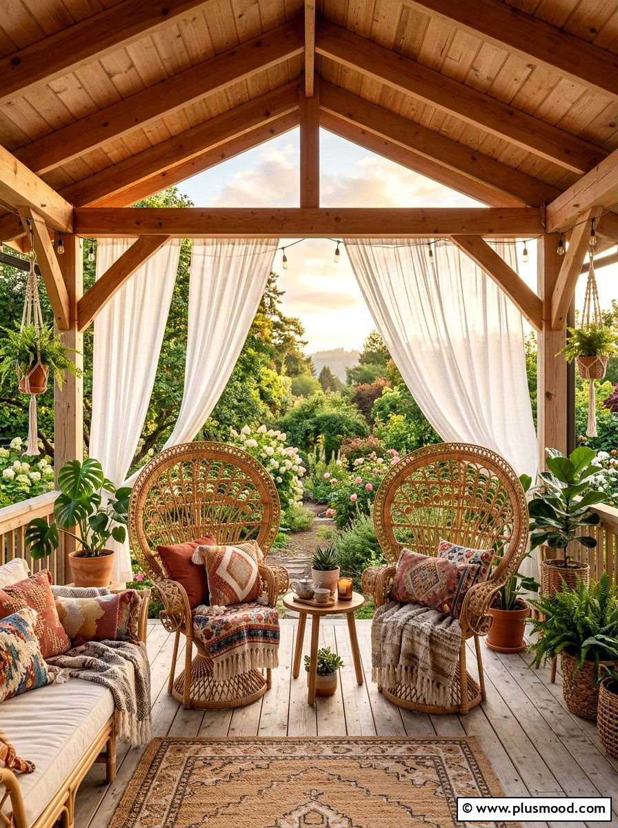 Boho Chic Covered Porch - 25 summer covered patio ideas