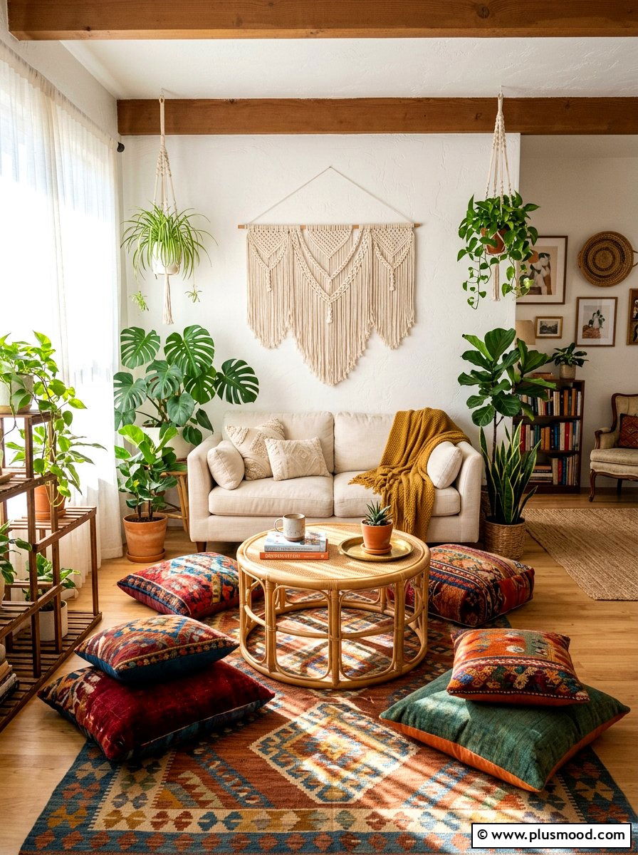 Boho Chic Living Area - 25 summer decor ideas for open concept homes
