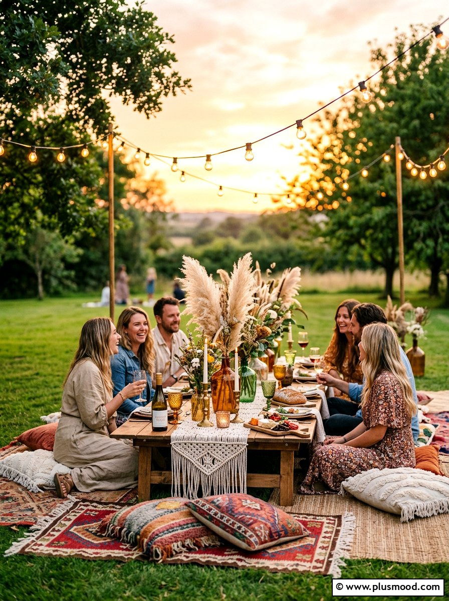 Boho Chic Outdoor Table - 25 summer place setting ideas for summer