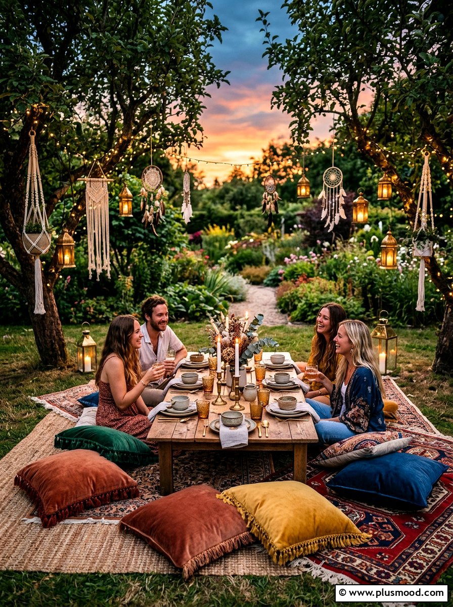 Boho Floor Seating Dining - 25 summer dinner party ideas outdoors