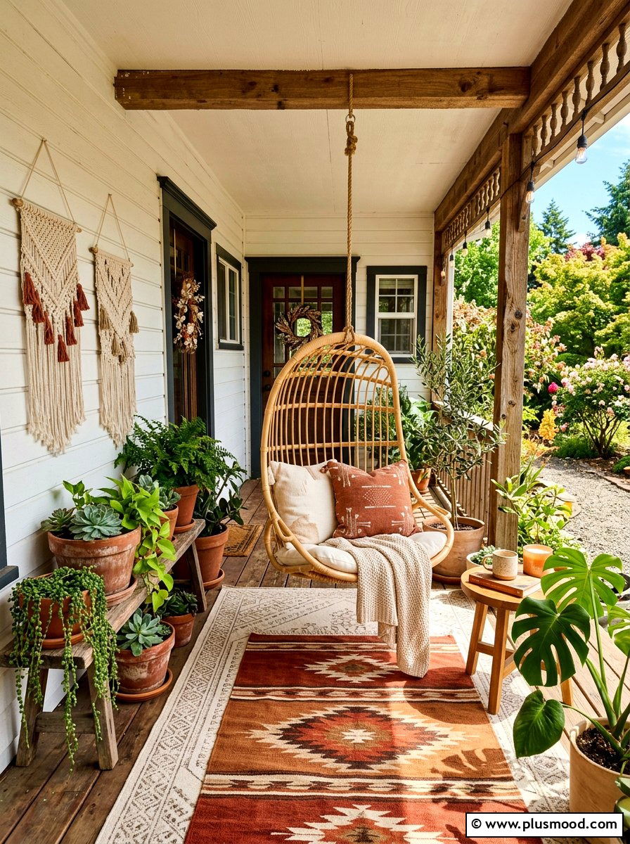 Boho Front Porch - 25 cute summer porch decor ideas