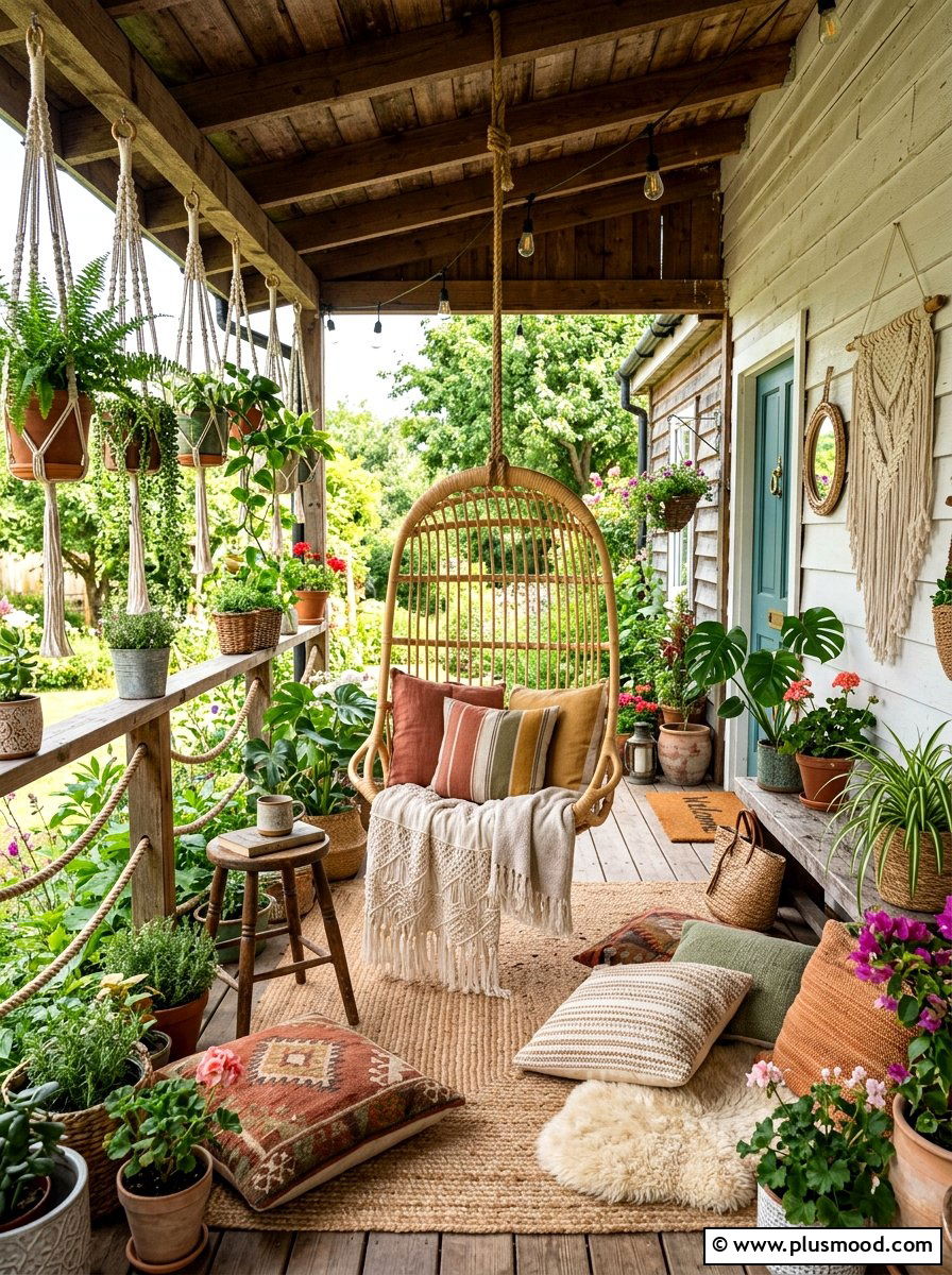 Boho Front Porch Decor - 25 summer small front porch ideas