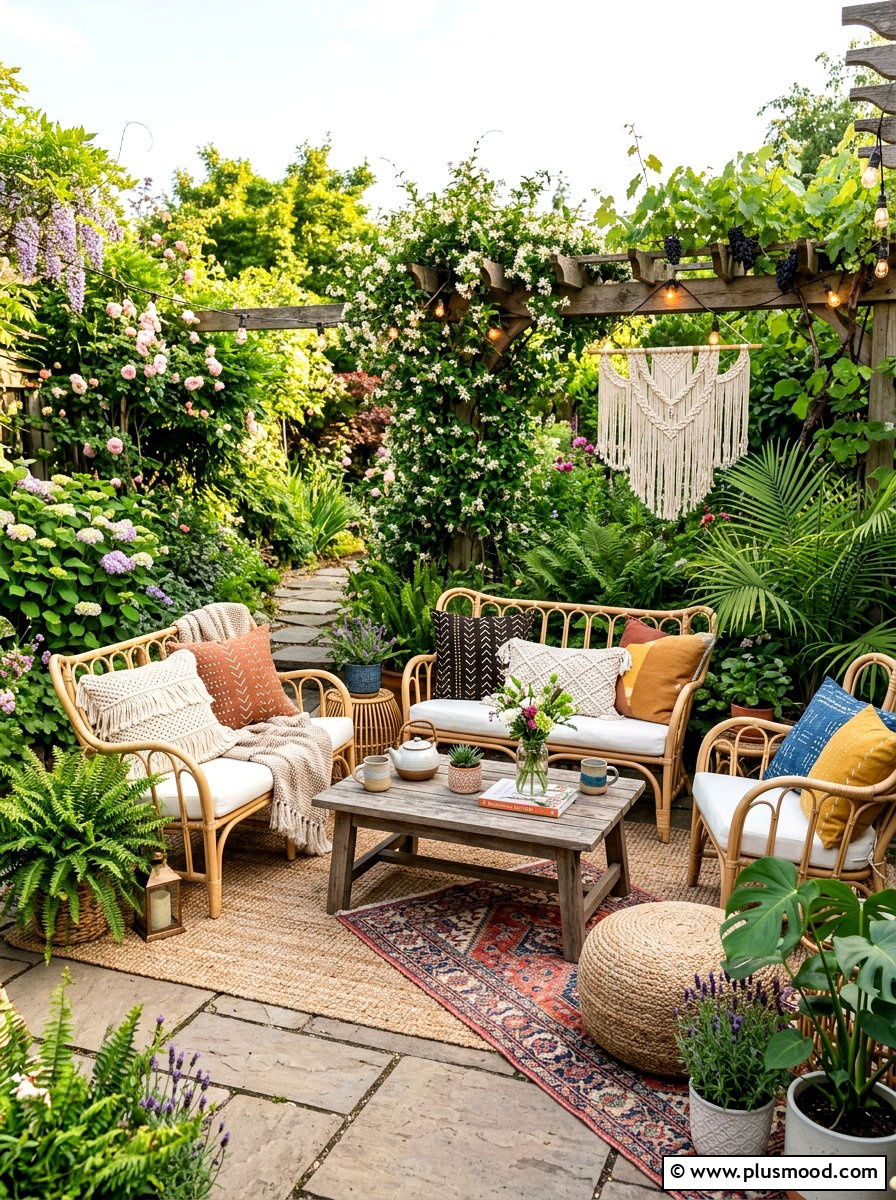 Boho Garden Lounge - 25 summer family gathering ideas outdoors