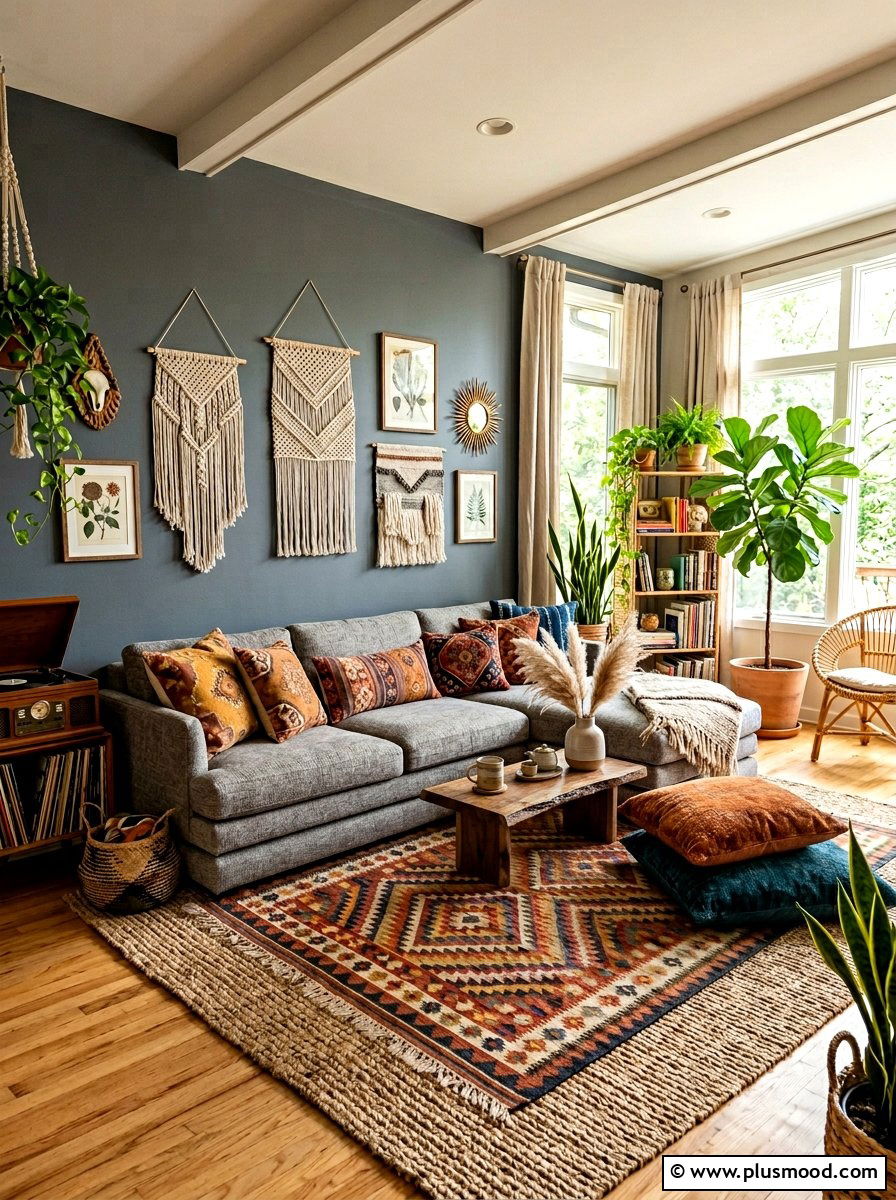 Boho Gray Living Room - 25 summer decor ideas for gray living room