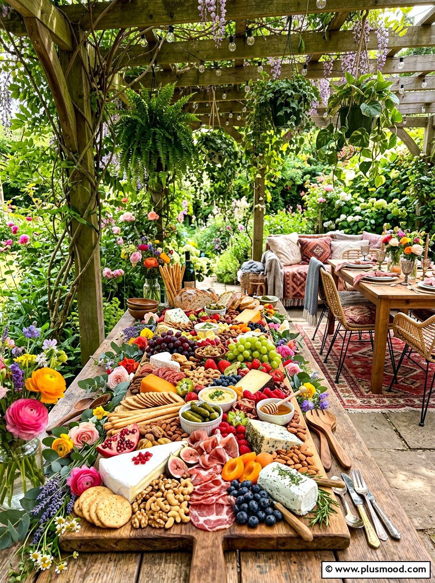 Boho Grazing Table - 25 summer boho outdoor party ideas