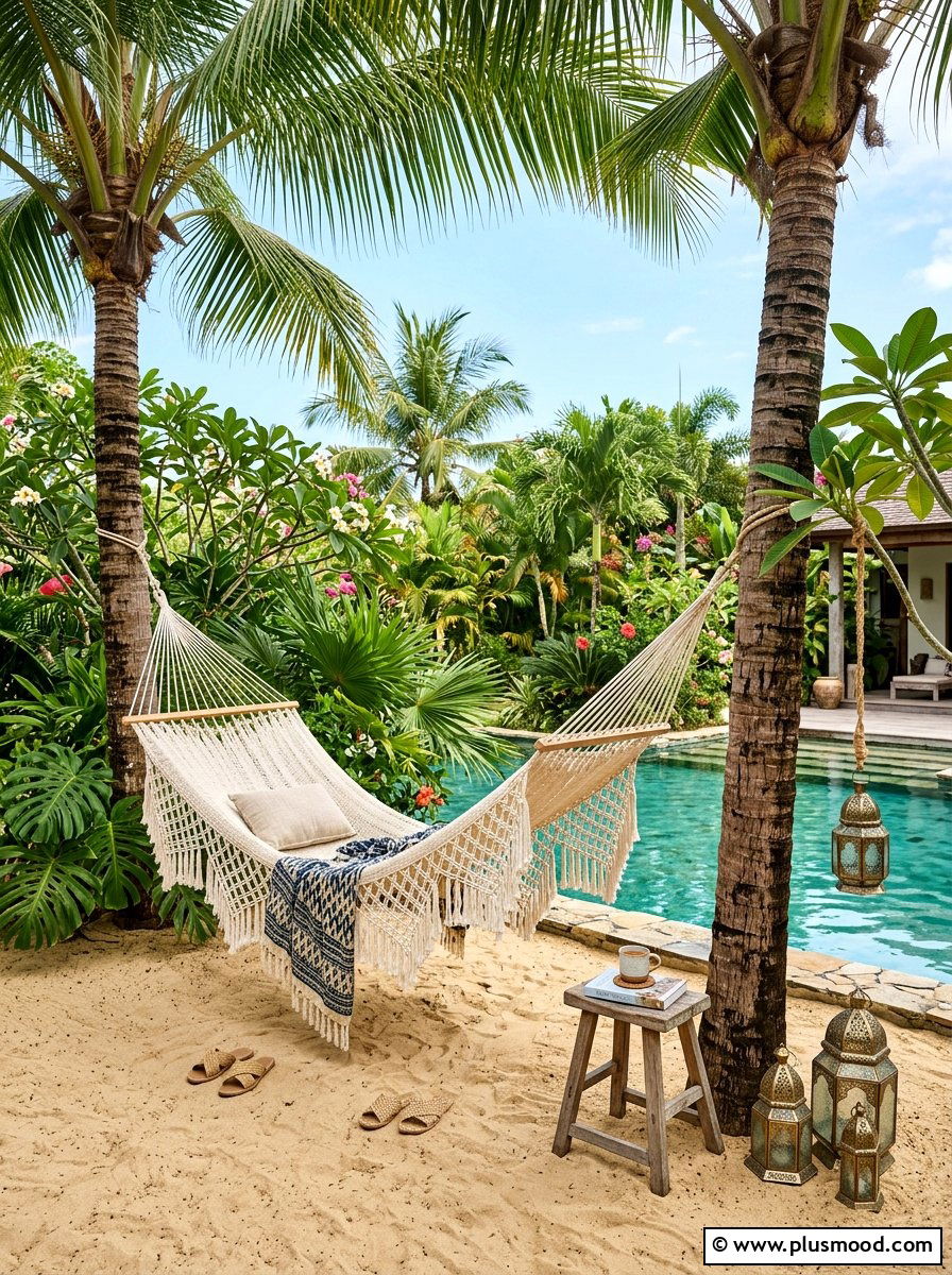 Boho Hammock - 25 summer poolside seating ideas