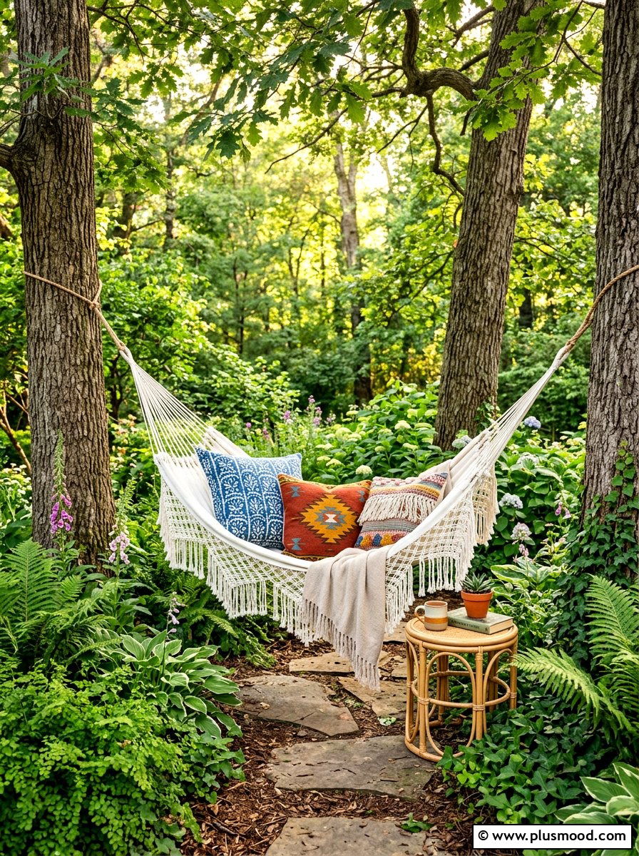 Boho Hammock Nook - 25 summer backyard makeover ideas