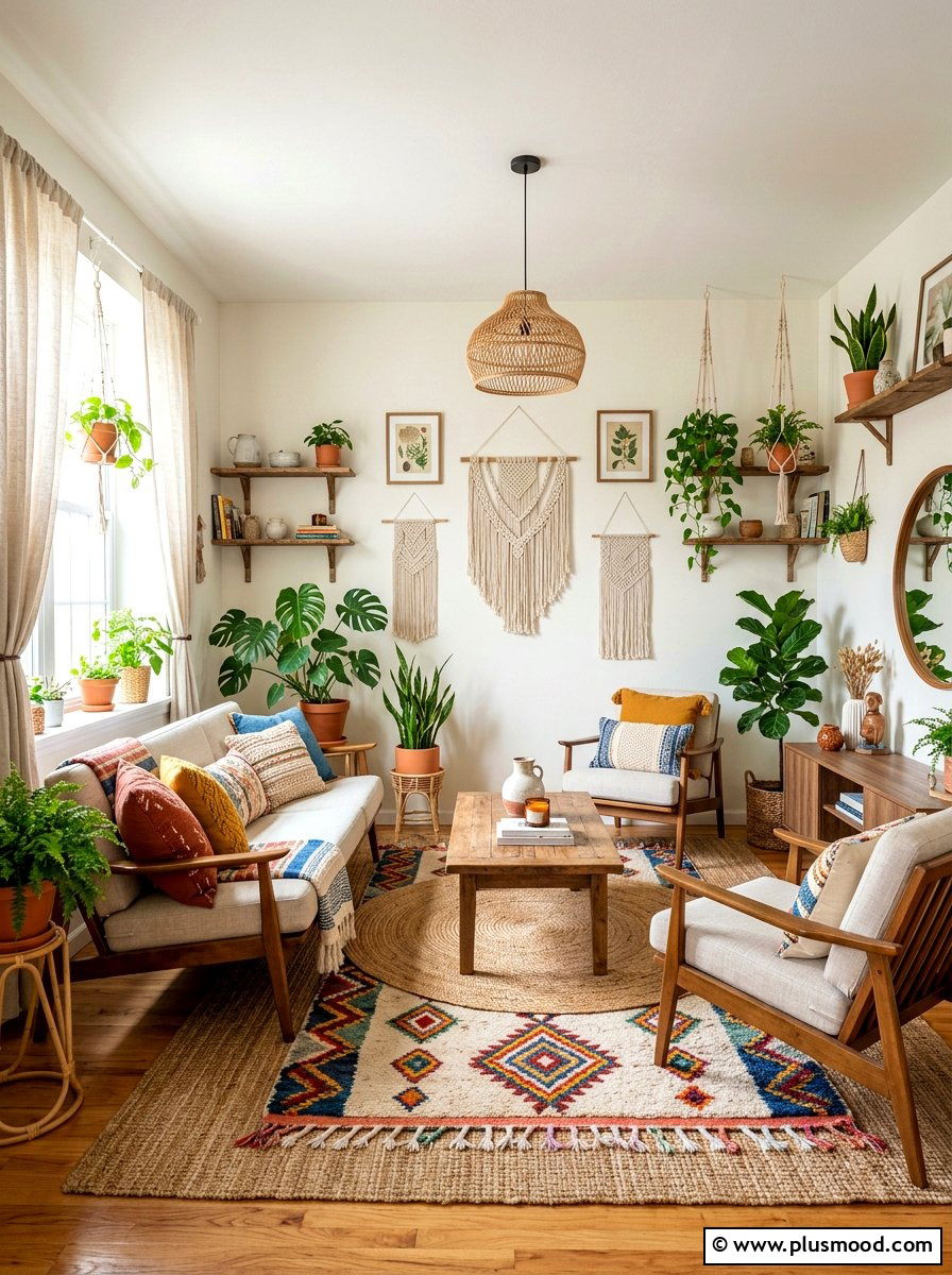 Boho Living Room Setup - 25 summer refreshing living room ideas