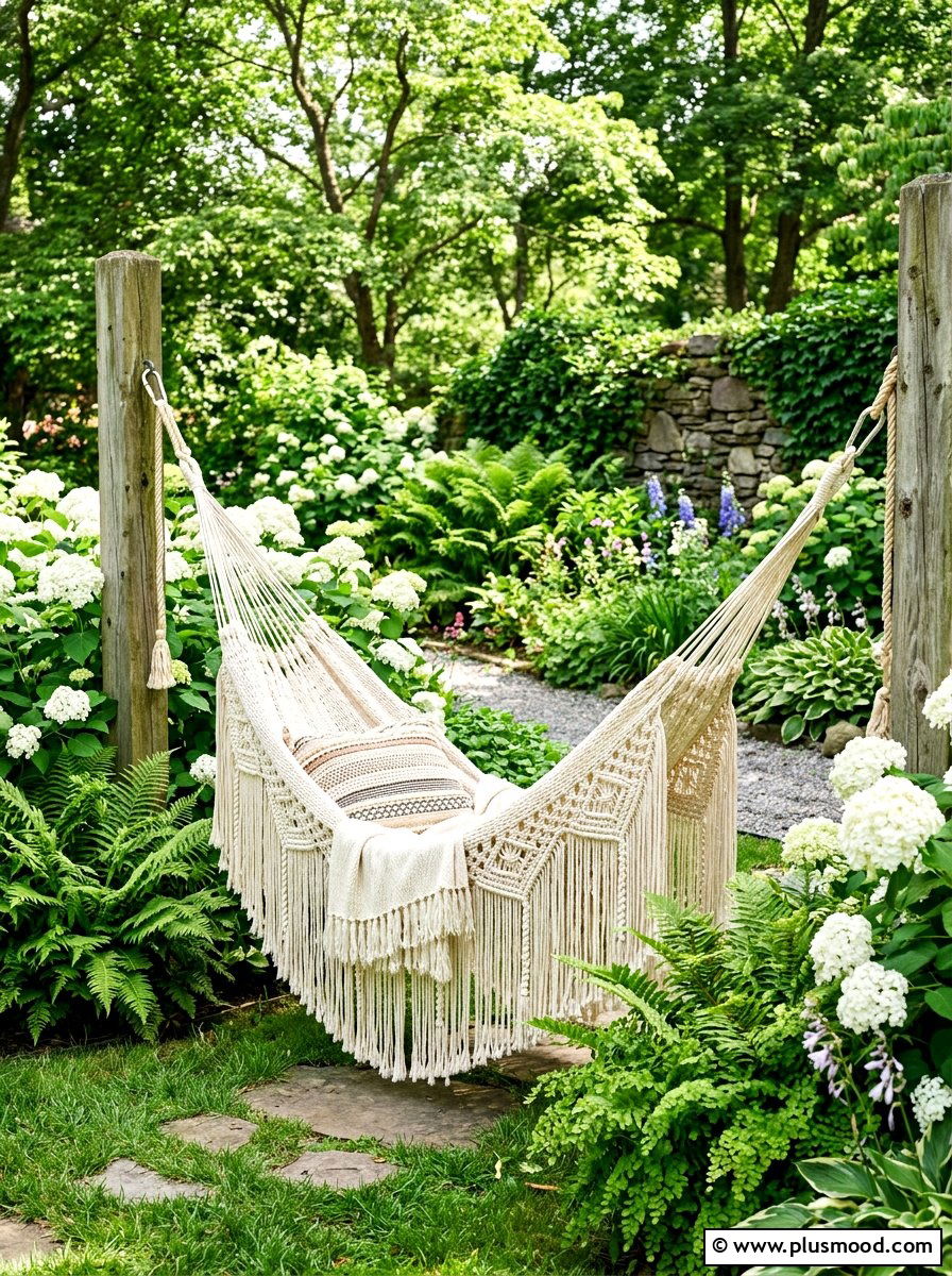 Boho Macrame Hammock - 25 summer backyard hammock ideas
