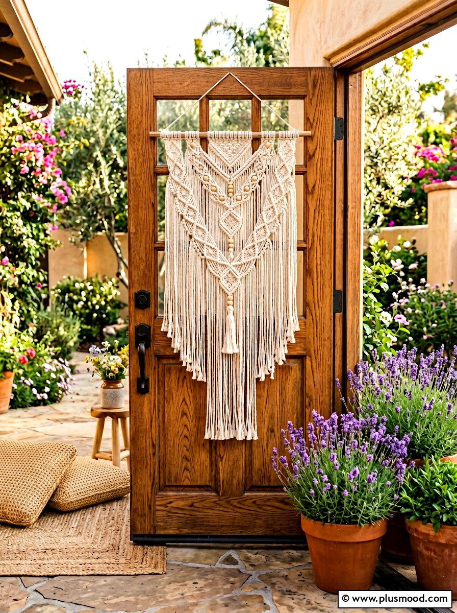 Boho Macrame Summer Door Hanging - 25 summer door decor ideas for summer