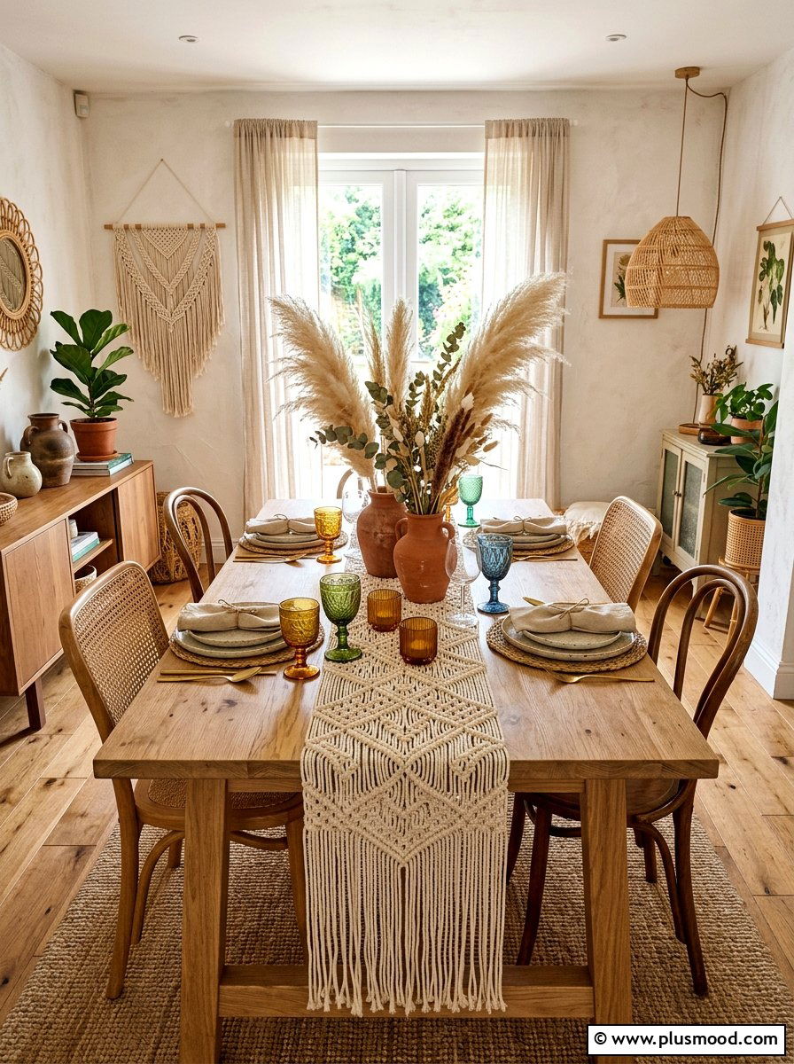 Boho Macrame Summer Table Runner - 25 summer table runner ideas for summer