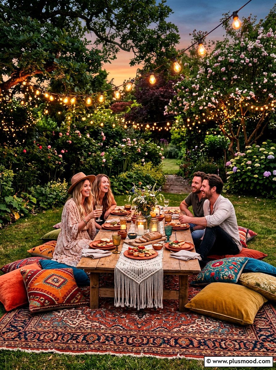 Boho Outdoor Picnic - 25 summer tablescape ideas for outdoor dining