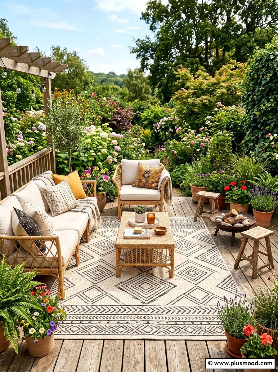 Boho Outdoor Rug - 25 easy summer patio decorating ideas