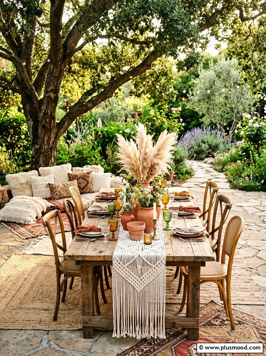 Boho Outdoor Table - 25 summer outdoor table decor ideas