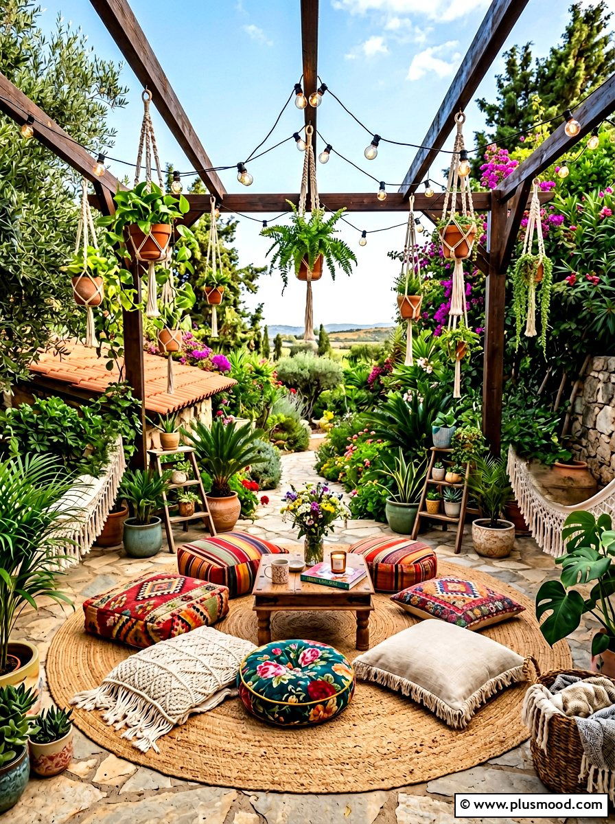 Boho Patio Setup - 25 cheap summer home decor ideas