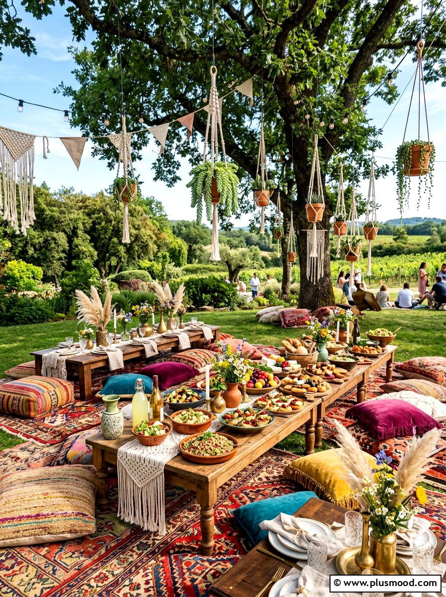 Boho Picnic Buffet - 25 summer outdoor buffet ideas